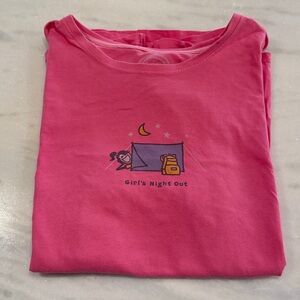 Life Is Good Vibrant Pink Tee - Girl’s Night Out Camping